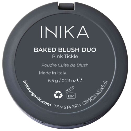 INIKA Baked Blush Duo Pink Tickle – natürliches, veganes Rouge mit zwei mineralischen Farbtönen im nachhaltigen Tiegel