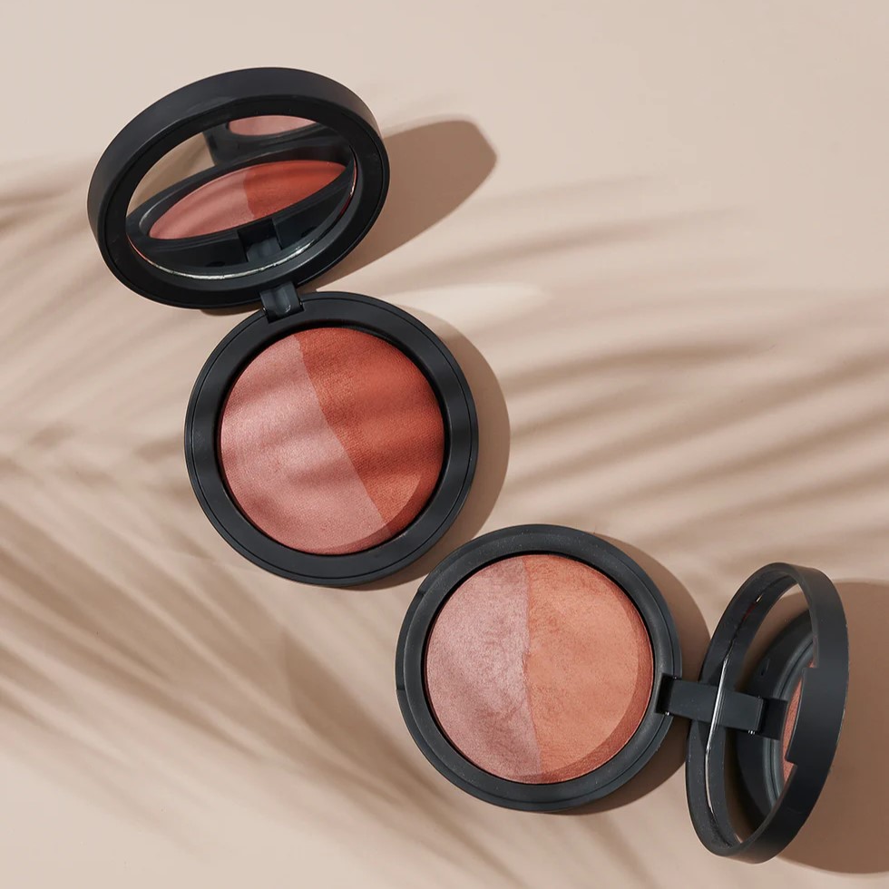 INIKA Baked Blush Duo Pink Tickle – natürliches, veganes Rouge mit zwei mineralischen Farbtönen im nachhaltigen Tiegel